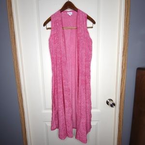 Womens Small LuLaRoe Joy Side Split Kimono Pink Geographic